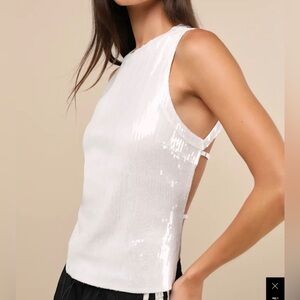 Lulu's Sparkling White Sequin Tank Top